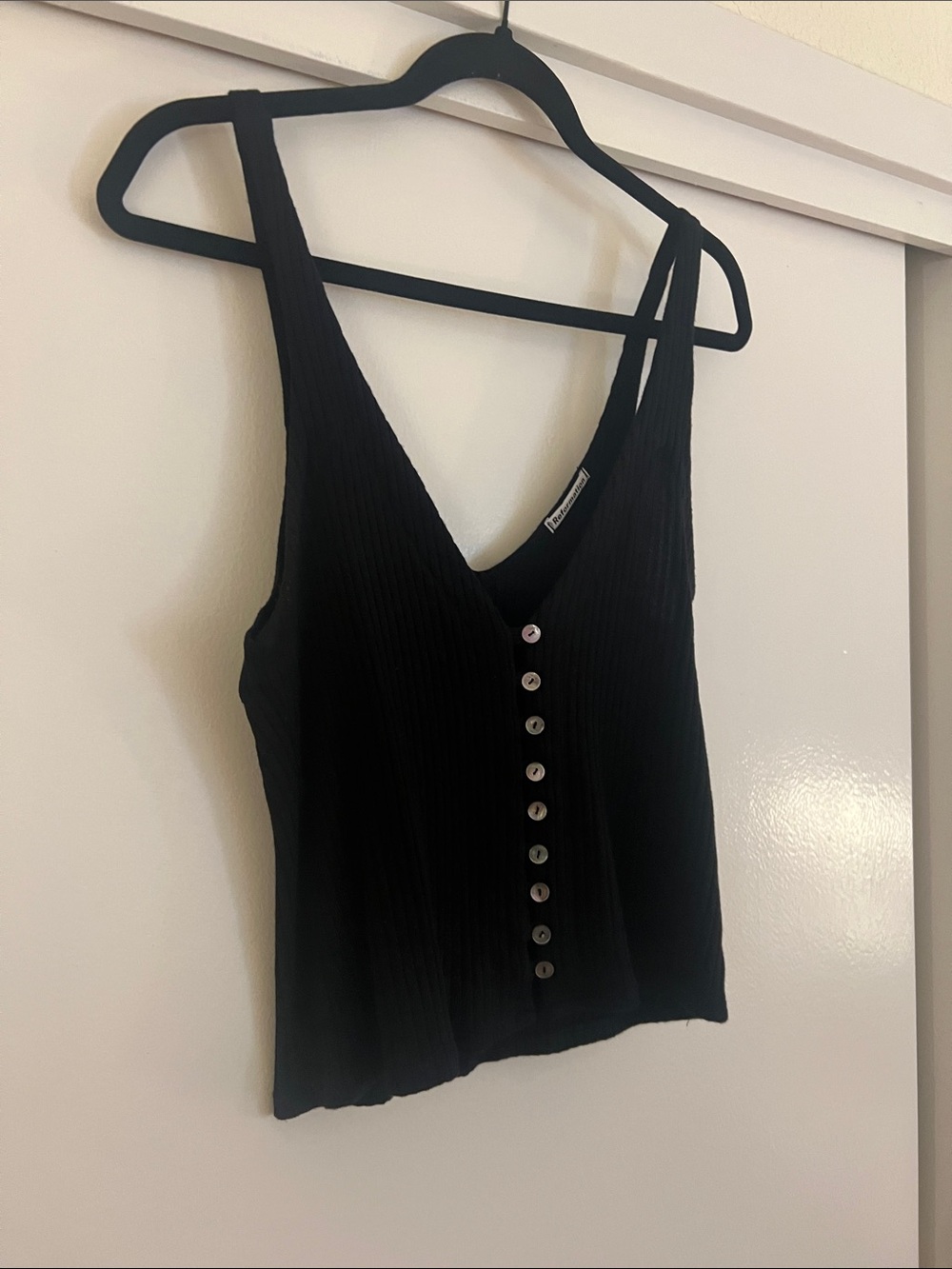 Reformation Black Ribbed Button-Front Tank - Picture 3 of 6